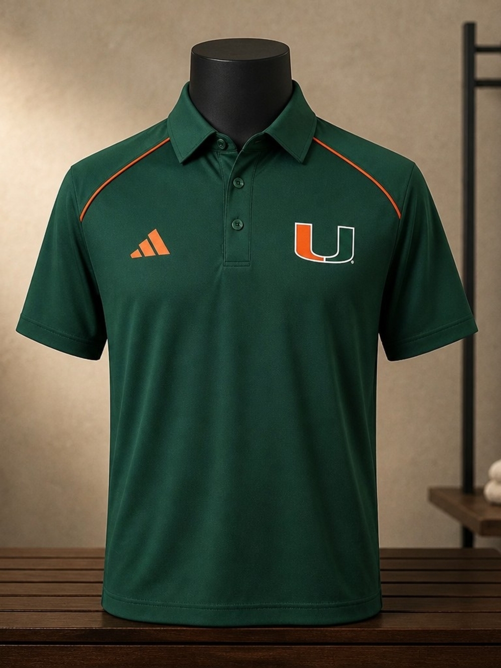 Miami Hurricanes Green Adidas Coaches Polo Size M Sportswear